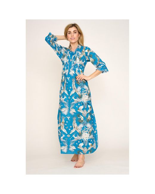 At Last Blue Cotton Annabel Maxi Dress