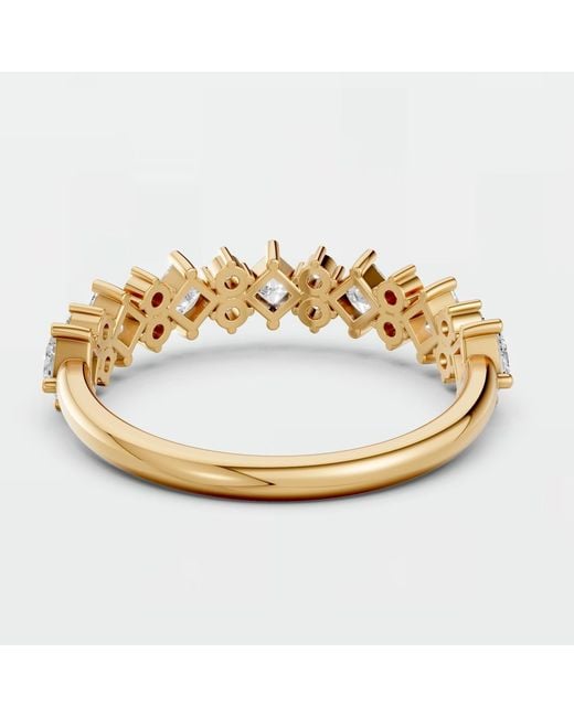 Aya Fine Jewelry Metallic Minimalist Princess & Round Diamond Wedding Ring