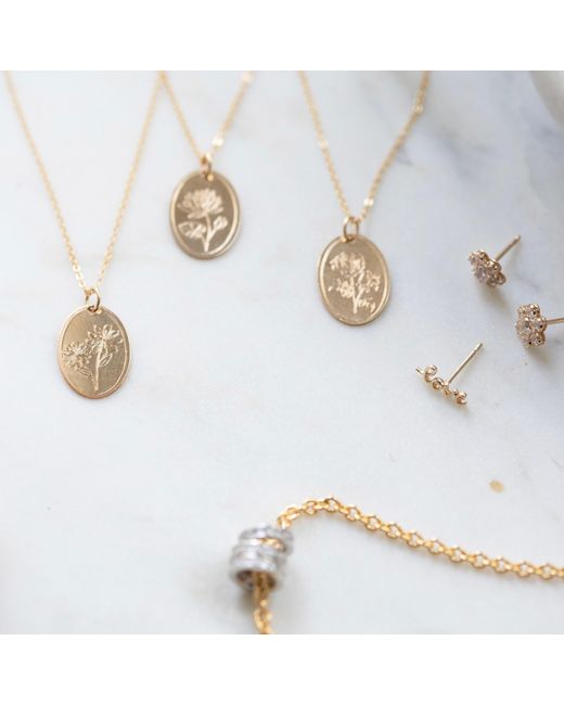 Becket + Quill Metallic Flower Charm Necklace- Daisy