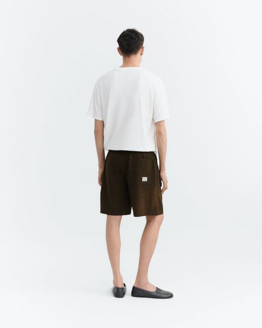 Thinking Mu Brown Seersucker Bermuda Henry for men
