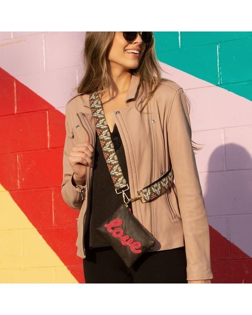 Sidney Byron Red Leather Mini Clutch With Love Beading