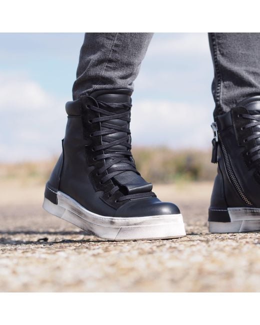 Adrenaline Fashion Men's Black Designer Genuine Leather High-Top