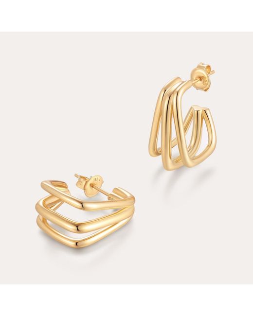 Vanhi Metallic Esther Square Hoop Stud Earrings