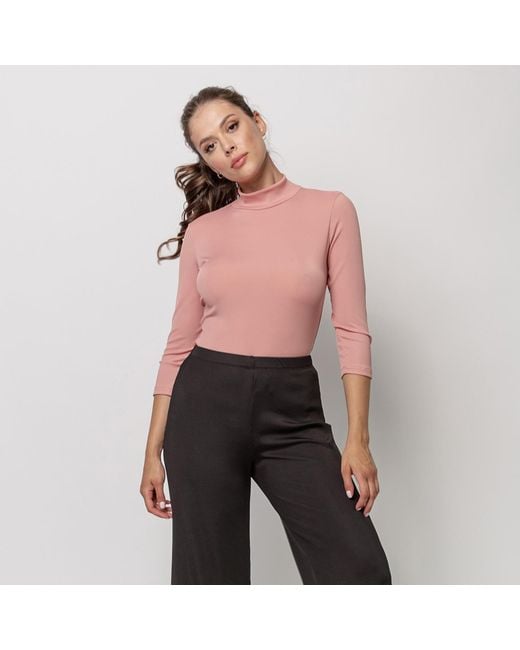 Oh!Zuza Pink Rib Rollneck Top