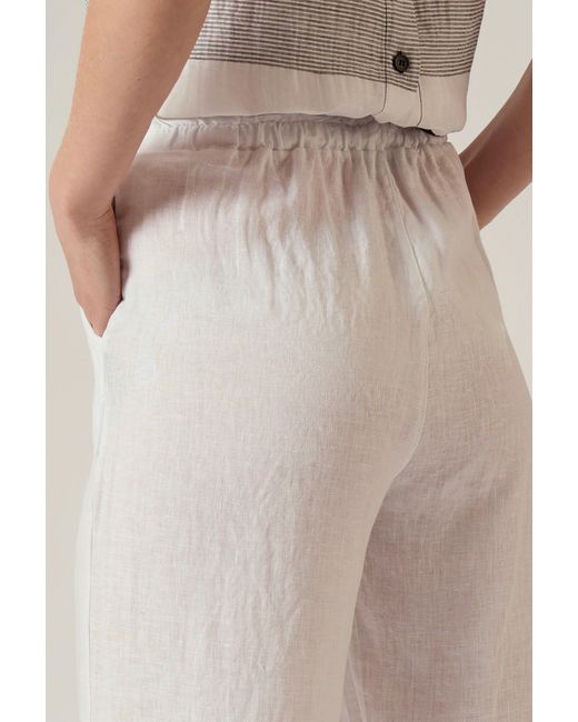 James Lakeland White Relaxed Linen Trousers