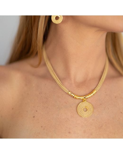 Nart Nature Making Art Metallic The Spiral Buriti Natural Fiber Necklace