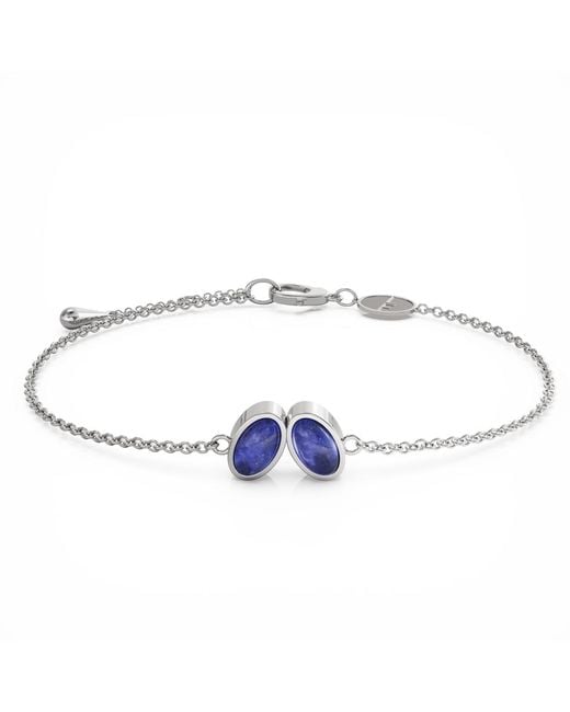 Linda Fiore Metallic You & Me Baby Sterling Bracelet With Lapis Lazuli Stones