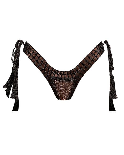 Luxsea Swimwear Brown Maui Lurex Crochet Tie Side Bikini Bottoms
