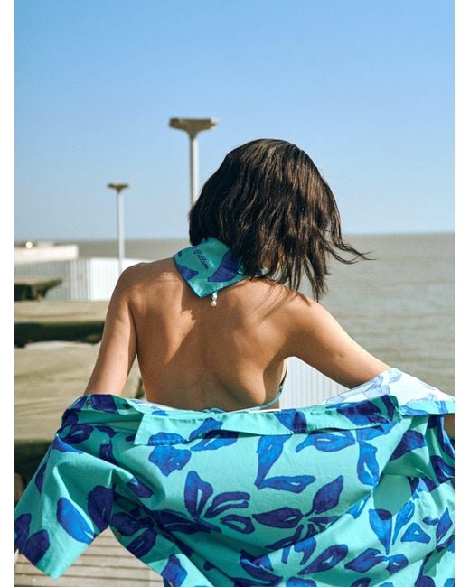 Lost Pattern Blue Tropical Bliss Oversized Shirt