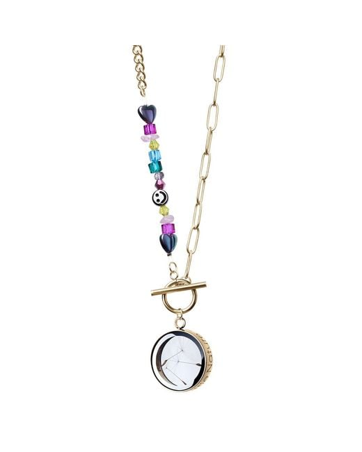 My Little Nature Metallic Dandelion Plated Necklace With Joyful Beaded Toggle Chain