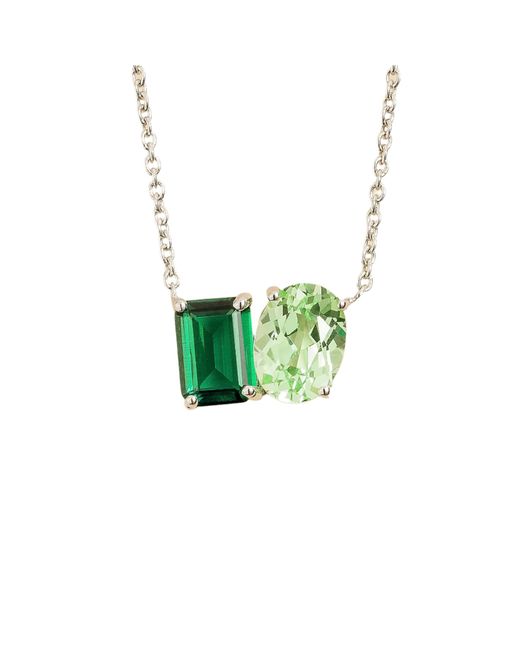 Juvetti Green Buchon Necklace Set With Emerald & Sapphire