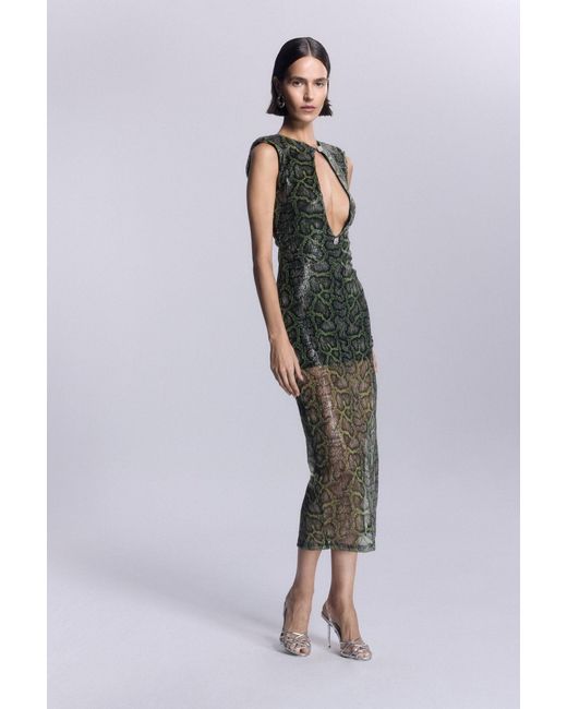 No'design Green Borgia Cut-Out Long Dress