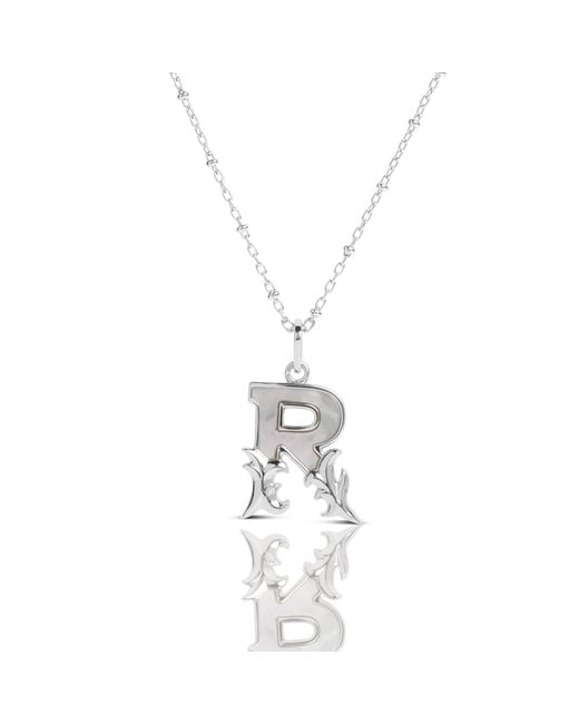 Kasun Metallic Solid R Initial Necklace With Mother Of Pearl