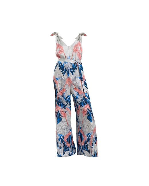 ARTISTA Blue Freya Printed Wide Palazzo Leg Jumpsuit