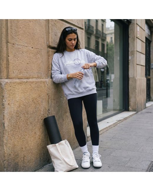 Mimhi Maison Gray Pilates Club Oversized Sweatshirt – Melange Crewneck