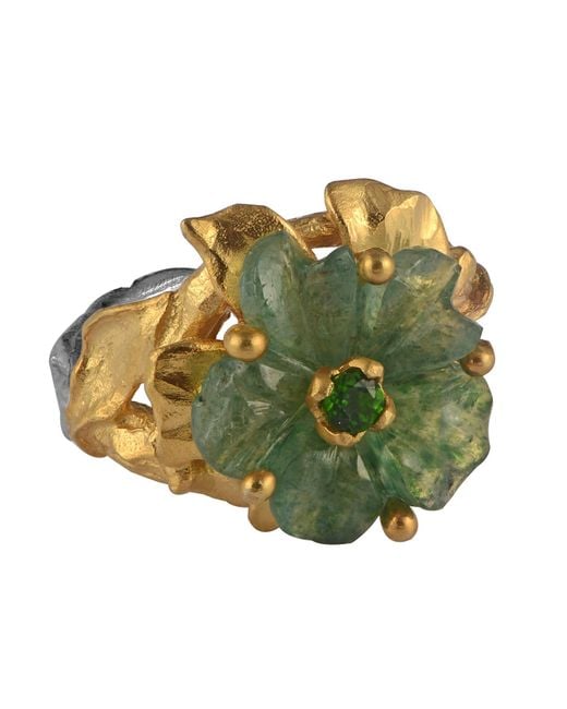 Emma Chapman Jewels Green The Rosa Onyx Flower Ring