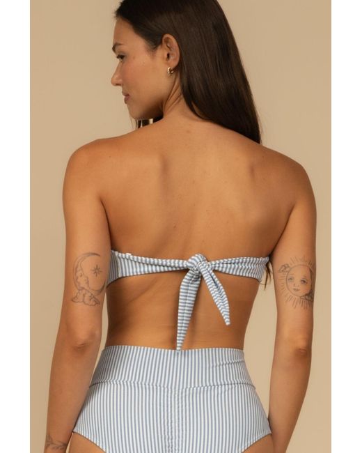 Montce Blue Classic Stripe Tori Ties Bandeau Bikini Top