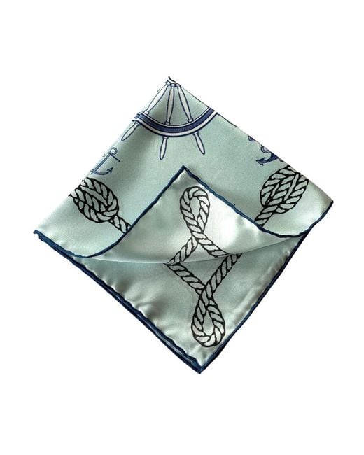 Ralufineart Green Silk Pocket Square Nautical Chic for men