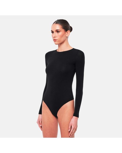 OW Collection Black Erla Basic Long Sleeve Bodysuit