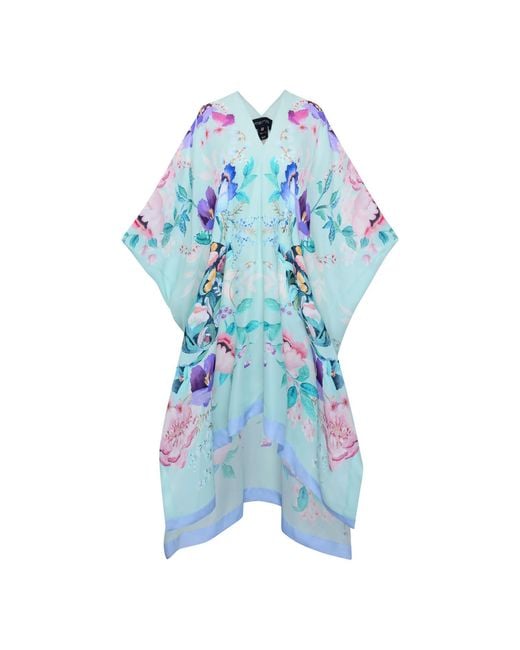Meng Blue Silk Georgette Kaftan