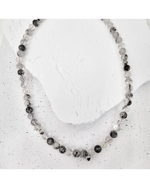 Farra Metallic Rutilated Quartz Necklace for men