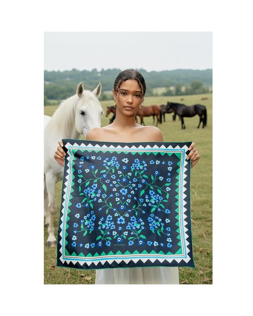 Jessie Zhao New York Green Garden Nocturne Double Sided Silk Scarf
