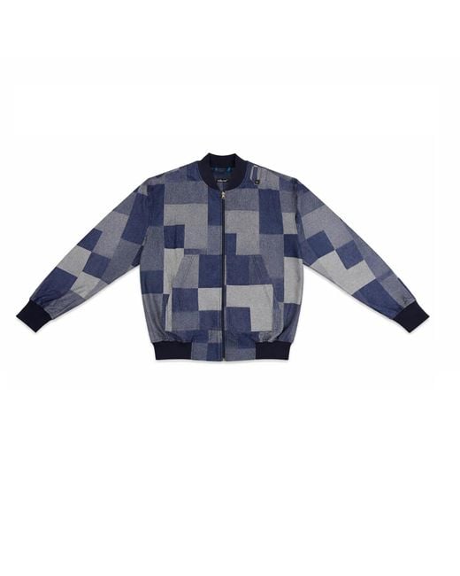 Win Out Blue Patchwork Denim Bomber for men