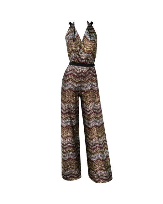 Me & Thee Gray No Sign Of Metallic Stripe Jumpsuit