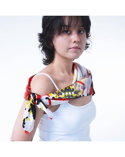 Lilia Munn Red Geometric Play Silk Scarf
