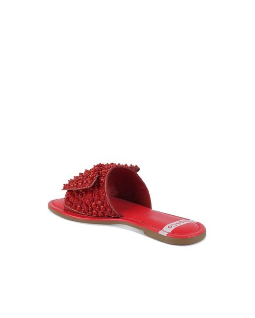Rag & Co Red Pipa Big Bow Beaded Flats
