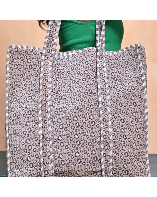 Conscious Yoga Collective Gray The Velvet Leopard Tote