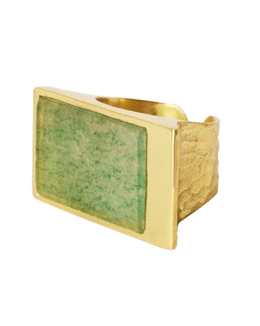 YAA YAA LONDON Green Confidence Strawberry Quartz Gemstone Vermeil Ring