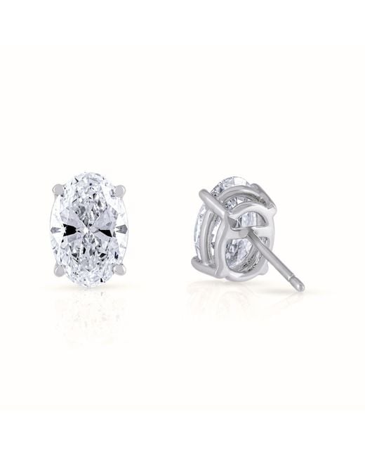 AVJD NEW YORK Metallic Solid Oval Lab Grown Diamond Two Carat Total Weight Stud Earrings