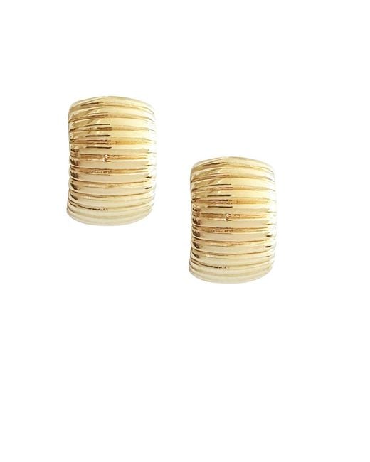 Maison De Gala Metallic Ribbed Dome Huggie Hoop Earrings