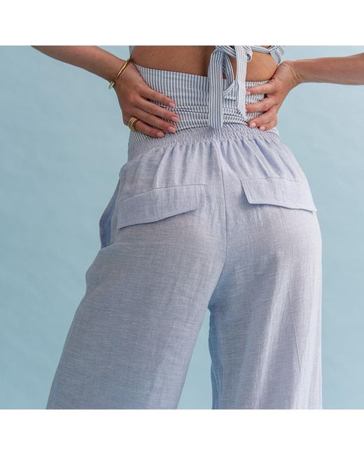The Summer Edit Blue Jasmin Linen Trouser