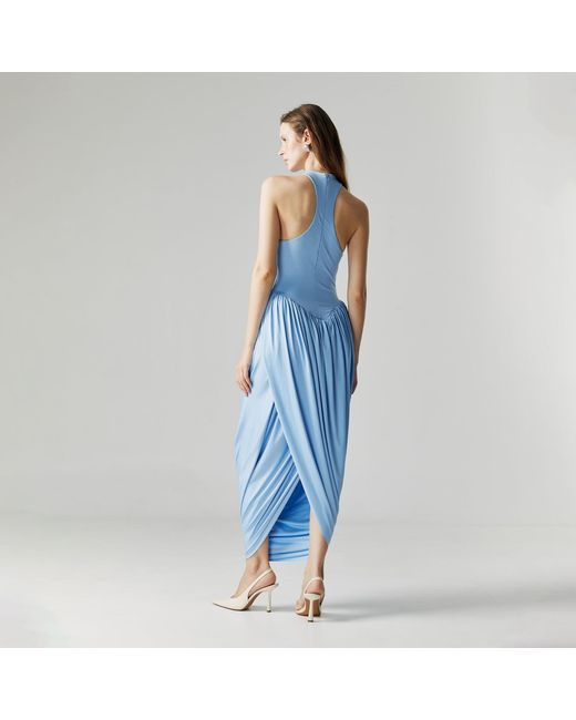 Ats the Label Blue Celine Drapped Maxi Dress