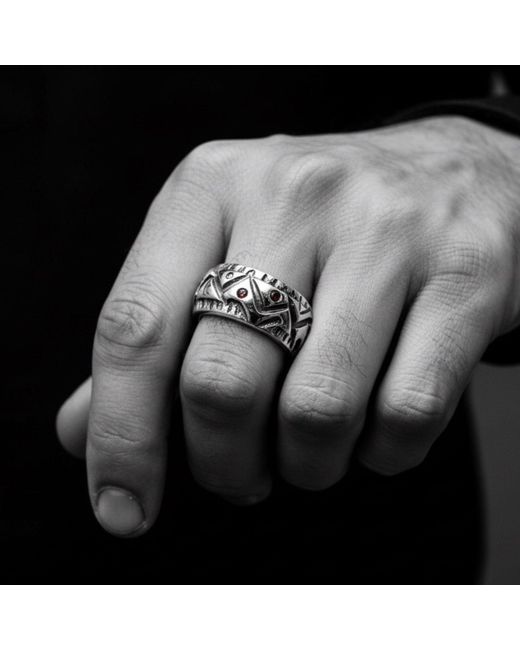 Tg-Jewellery by Tamara Gervasio White Abstract Ring – Sterling With Rubies for men