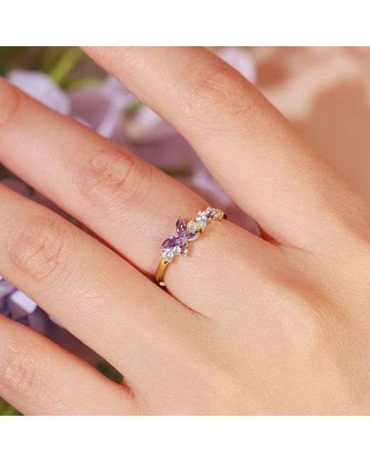 Azura Jewelry New York Metallic Monarch Butterfly Amethyst Opal Ring Vermeil