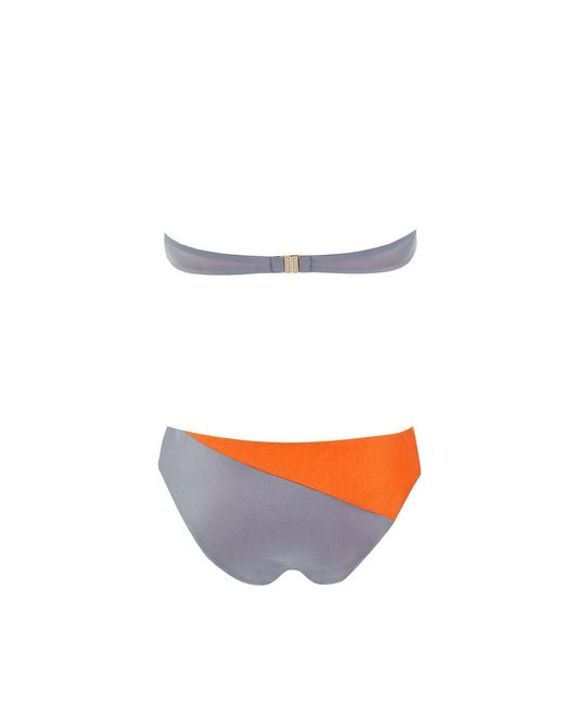 Aulala Paris Orange Twinkle Star Bi-Color Bandeau Bikini With Knot