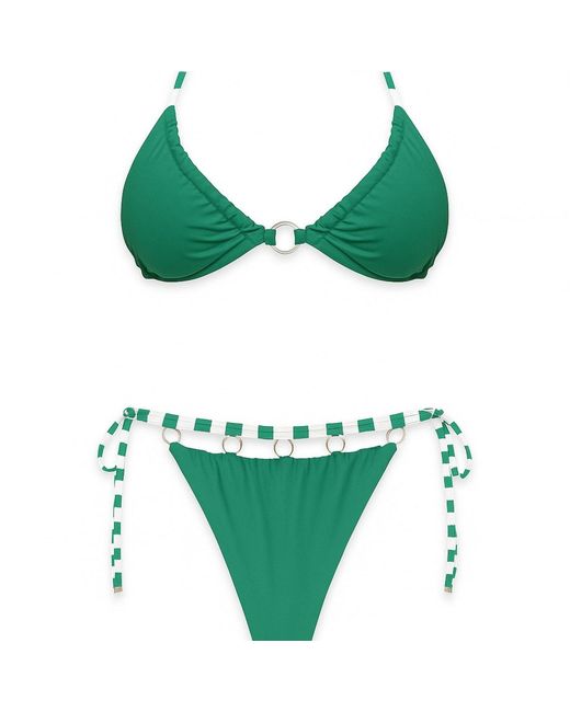 Live Kolibri Green String Bikini Set With Metal Detail
