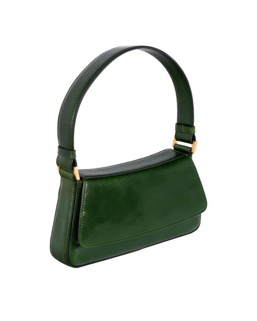 Time Resistance Green Leather Baguette Handbag For