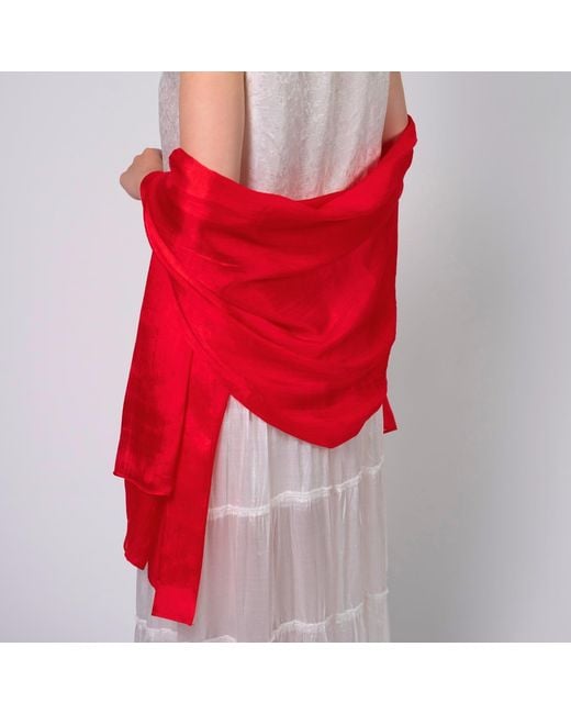 Silk and Bears Red Mulberry Silk Scarf – Handwoven & Hand-Dyed Sheer Shawl