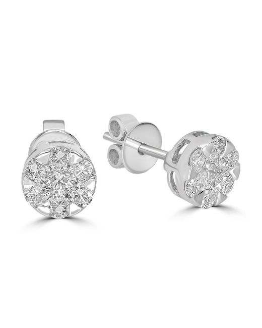 Artisan Metallic Round Diamond Cluster Earrings