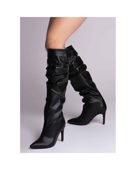 The 5Th Element Black Dune Ruched High-Heel Boots