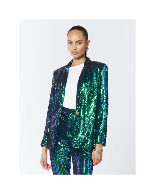 Sour Figs Green Iridescent Sequin Blazer