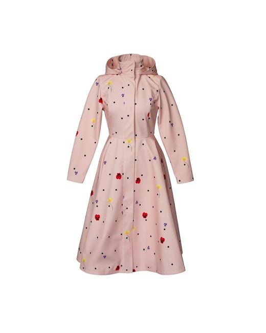 RainSisters Pink Fitted & Flared Coat With A-Line Skirt