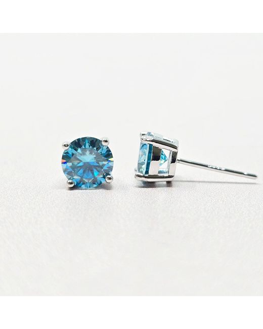Harfi Blue Aquamarine Moissanite Crystal Sterling Earrings