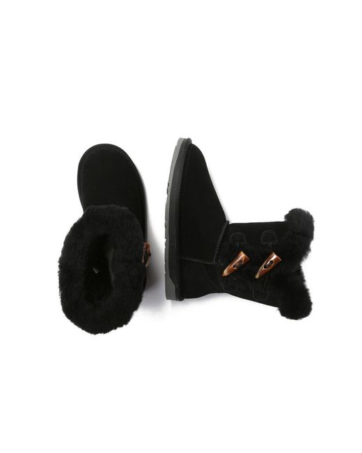 EverAu Australia Black Stork Horn Toggle Button Short Boots