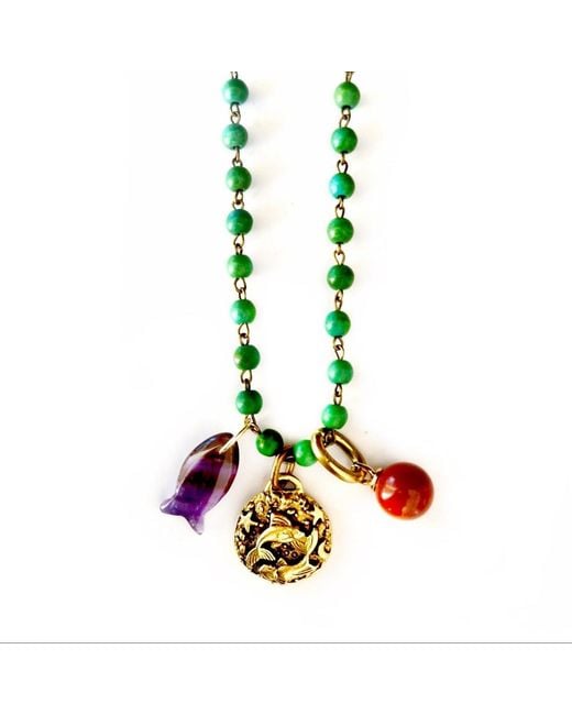 Persia Dona Jewelry Green Exotic Charms Necklace