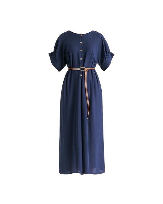 Paisie Blue Relaxed Fit Wide Leg Jumpsuit With Belt